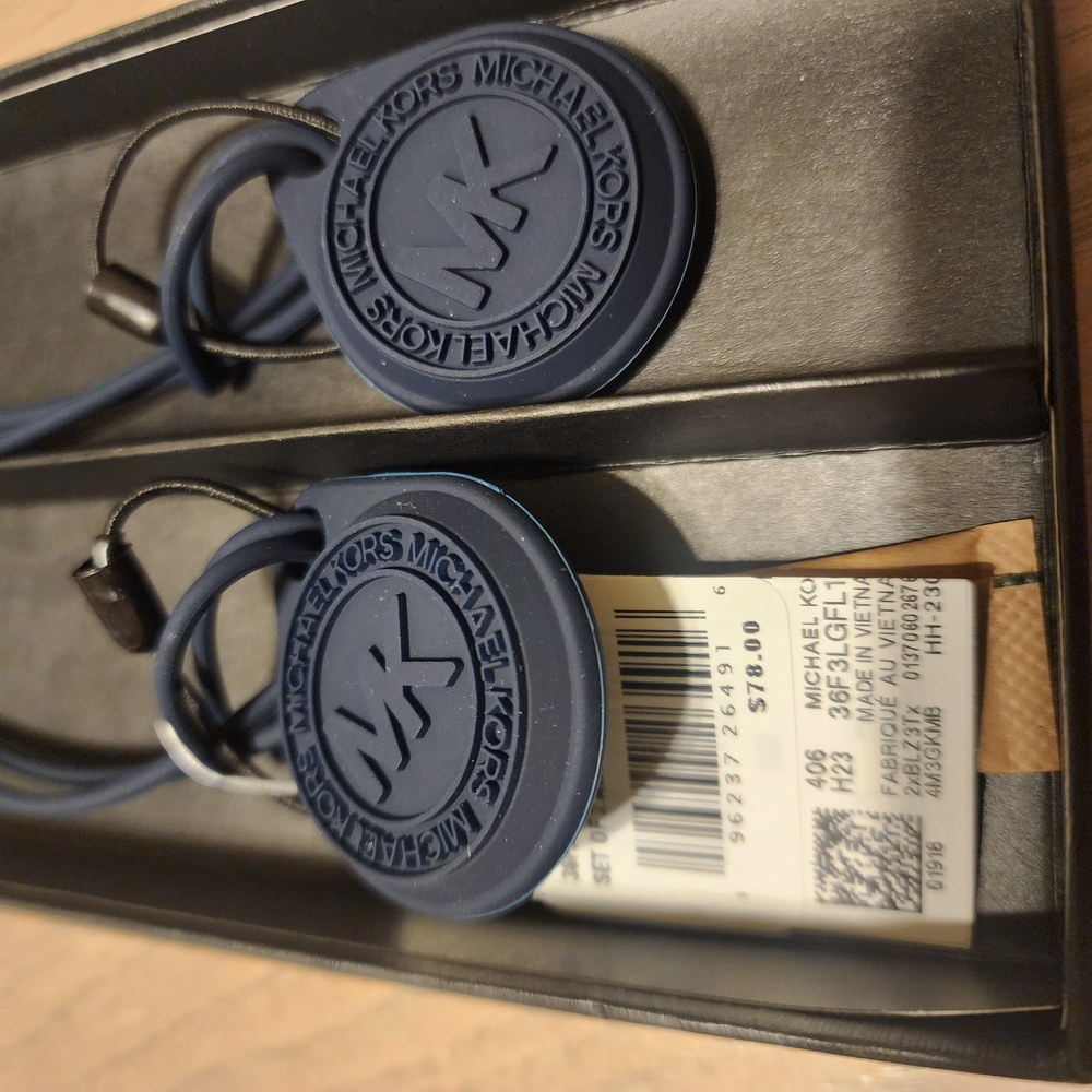 Michael Kors Set Of Two Air Tag Covers Navy Blue NWT